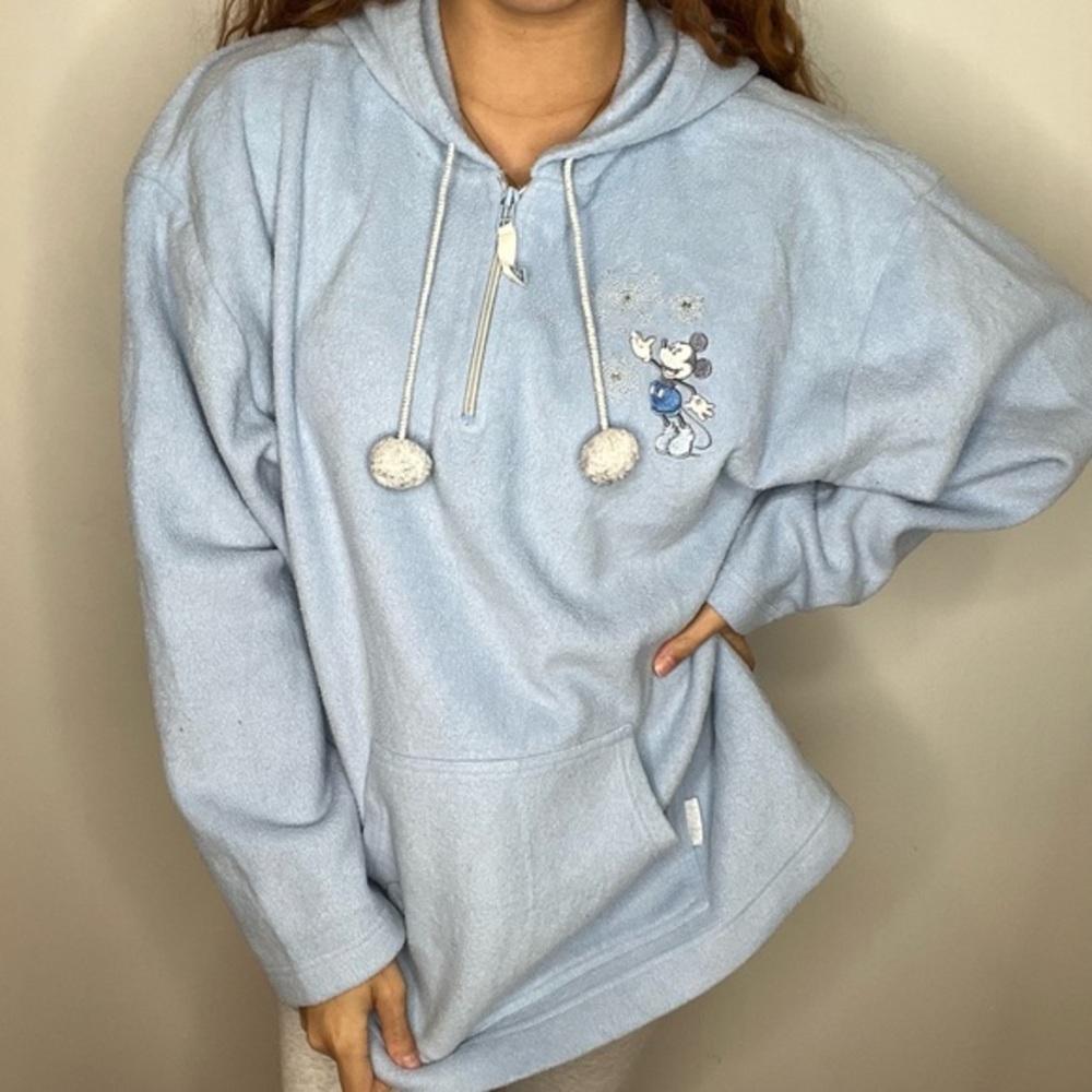 Vintage Disney 90s Mickey Mouse snowflake fleece zip up hoodie sweatshirt XL